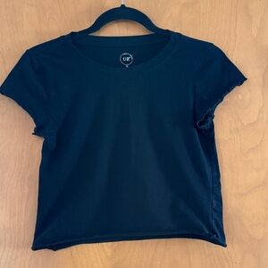Women's Black Short Sleeve Cropped Tee